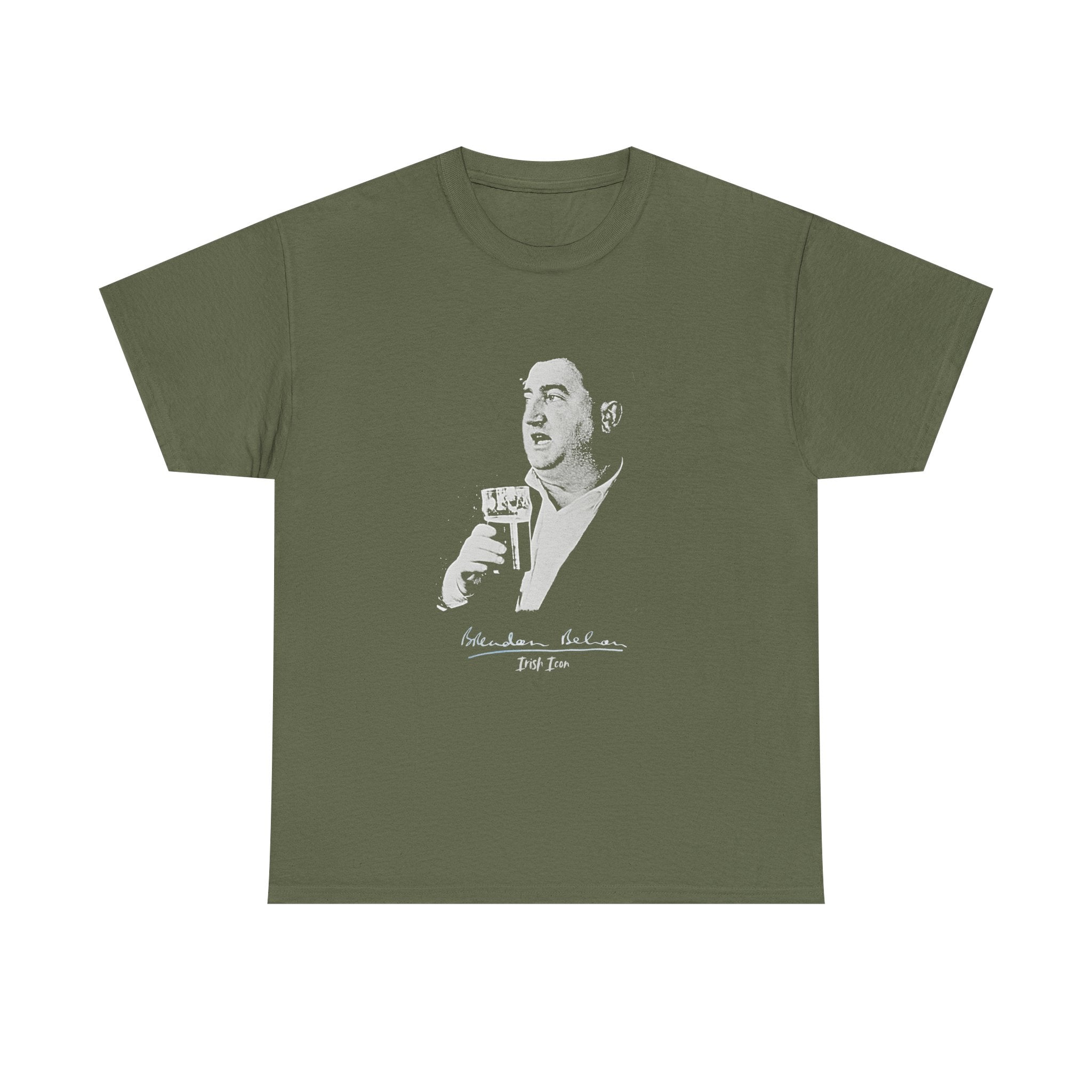 Brendan Behan T-Shirt With Signature | Irish Writer and Playwright Tee | Literary Irish Icon Apparel