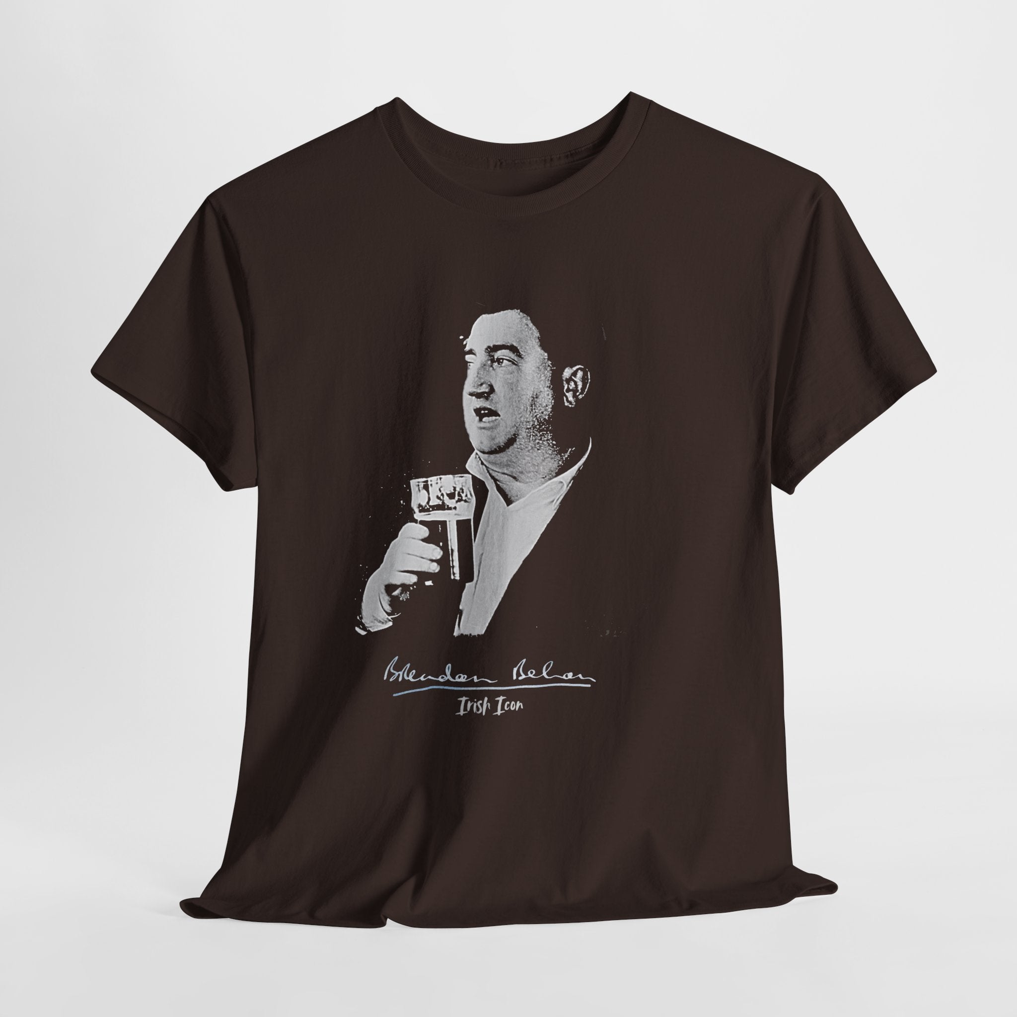 Brendan Behan T-Shirt With Authentic Signature | Irish Writer and Playwright Tee | Literary Irish Icon Apparel