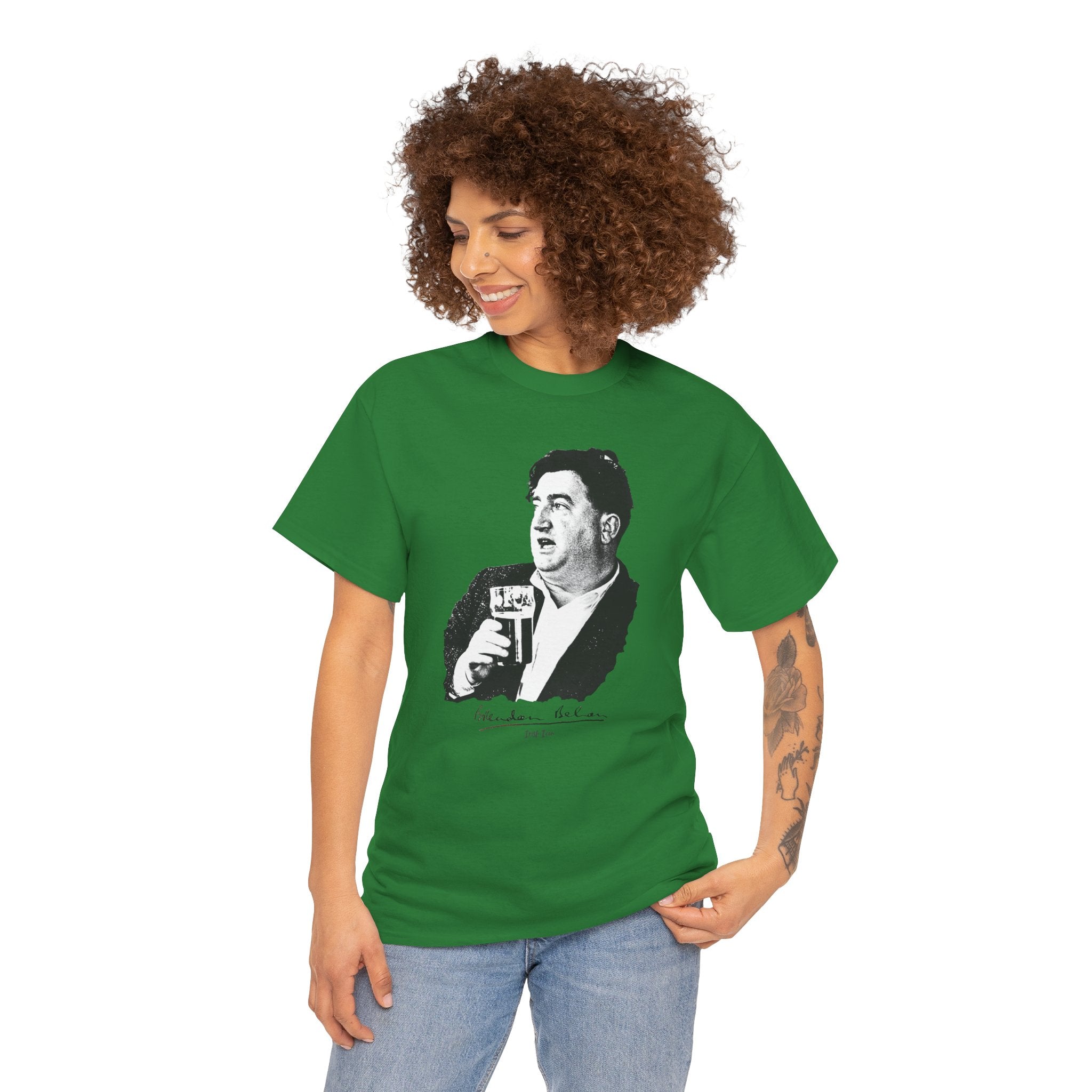 Brendan Behan T-Shirt With Signature | Irish Writer and Playwright Tee | Literary Irish Icon Apparel