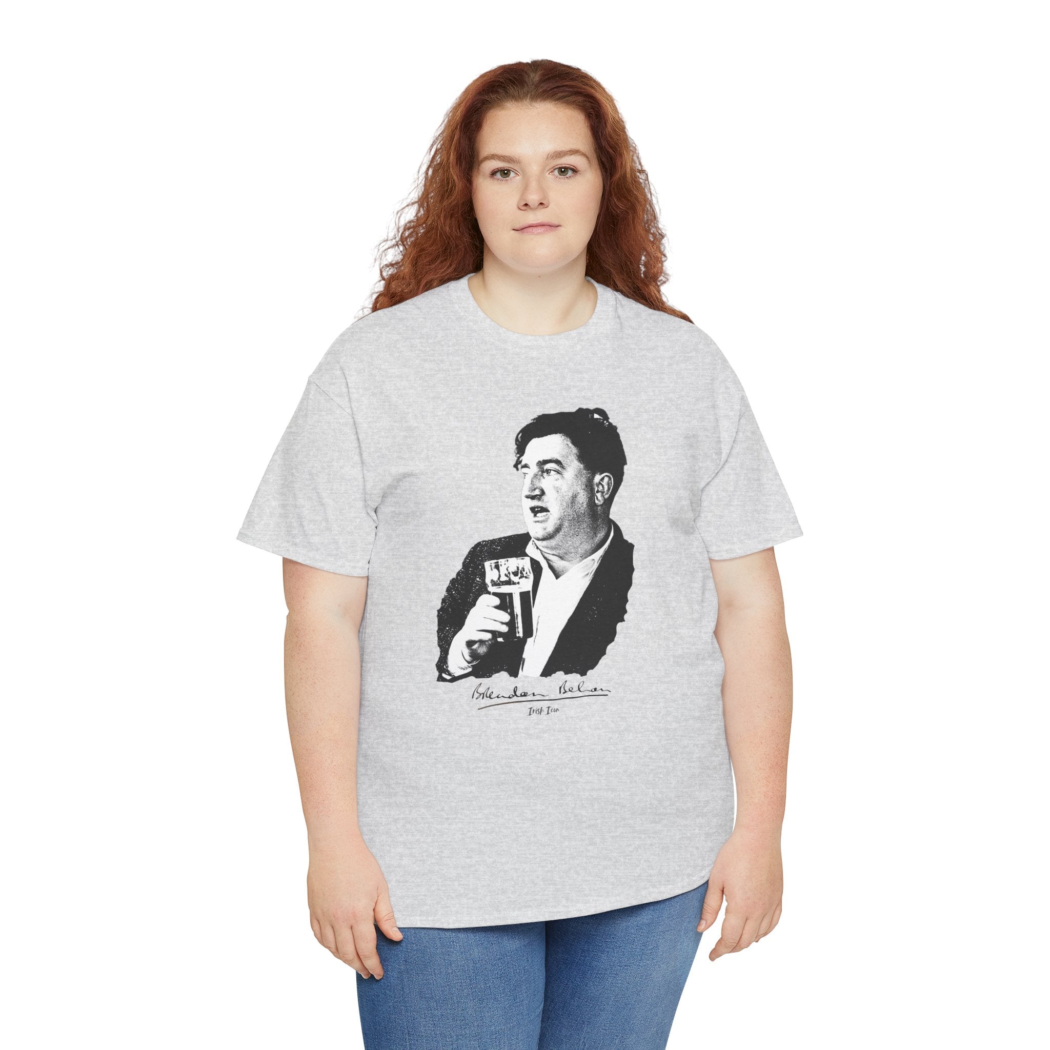 Brendan Behan T-Shirt With Signature | Irish Writer and Playwright Tee | Literary Irish Icon Apparel