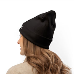 Embroidered 'IrishIcons.com' Knit Beanie — Warm Black Cuffed Hat
