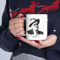 James Joyce Signature Mug — Cute Black & White Bear Coffee Cup (11oz / 15oz)