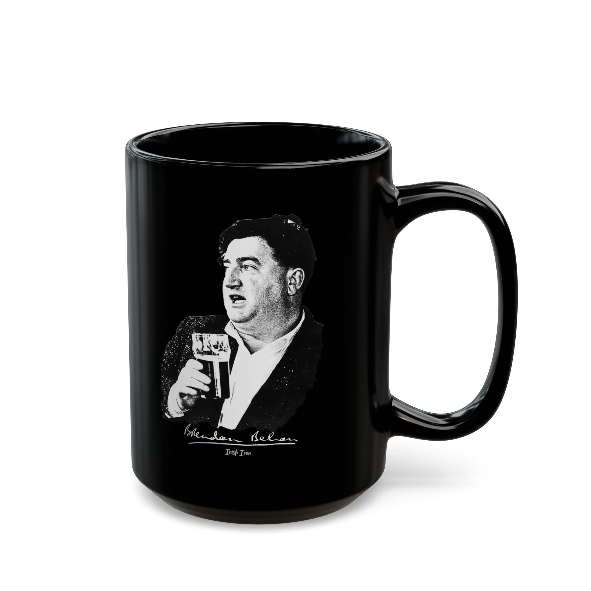 Brendan Behan Coffee Mug - Iconic Image with a pint of Guinness