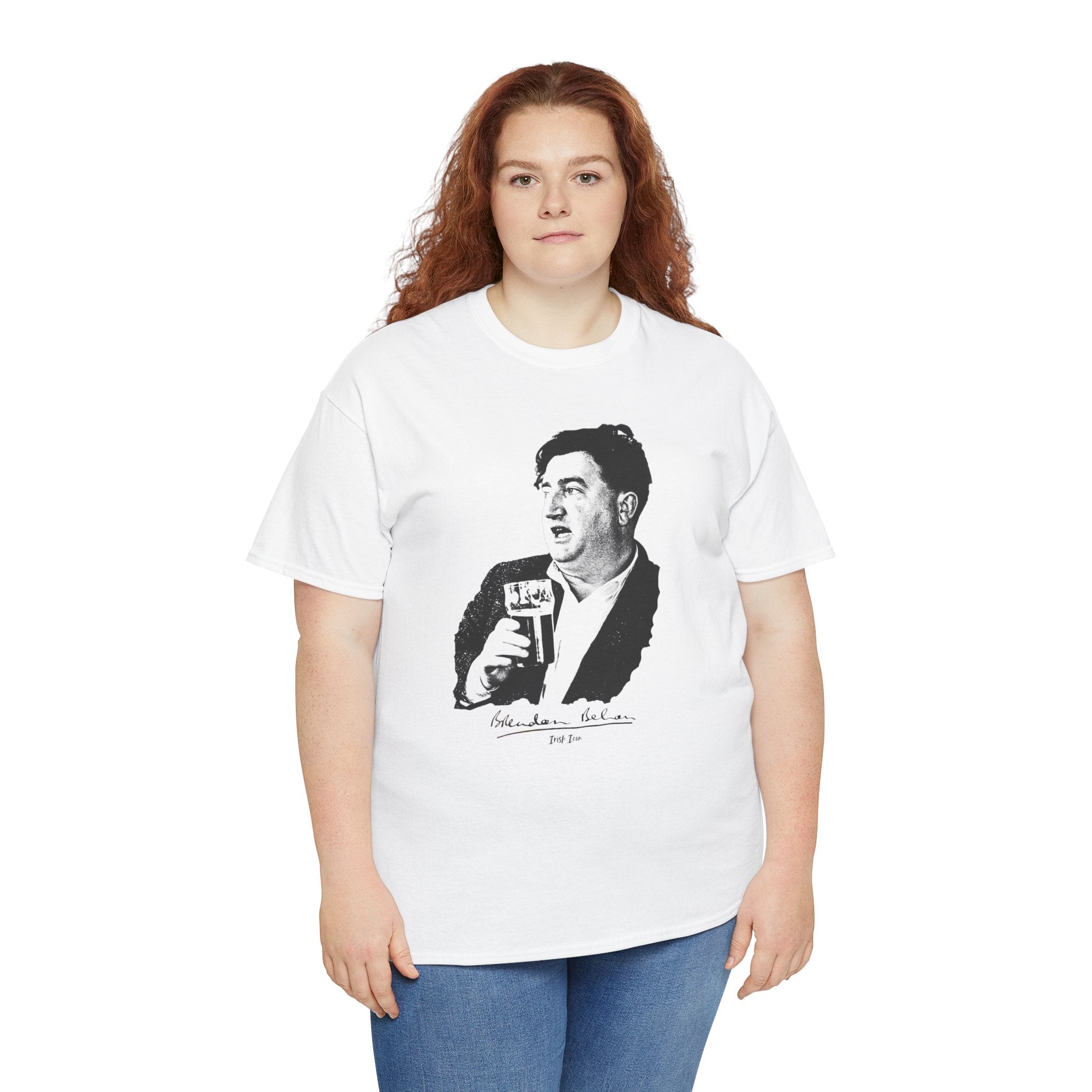Brendan Behan T-Shirt With Signature | Irish Writer and Playwright Tee | Literary Irish Icon Apparel