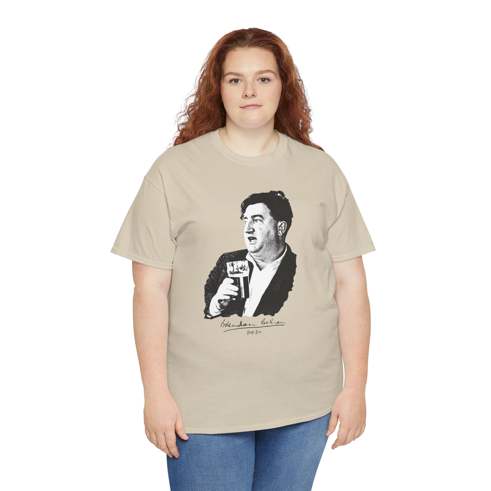 Brendan Behan T-Shirt With Signature | Irish Writer and Playwright Tee | Literary Irish Icon Apparel