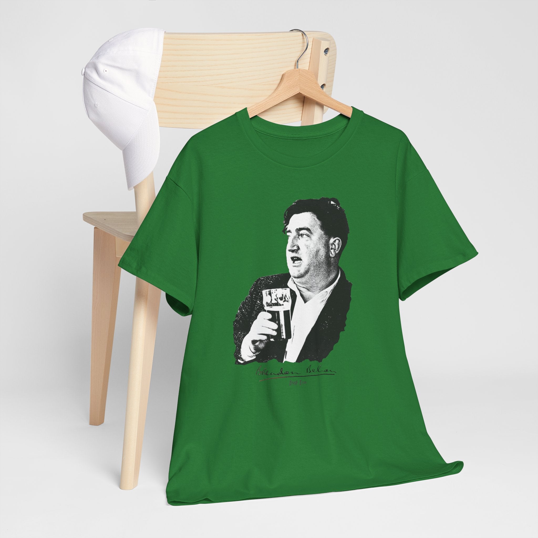 Brendan Behan T-Shirt With Signature | Irish Writer and Playwright Tee | Literary Irish Icon Apparel
