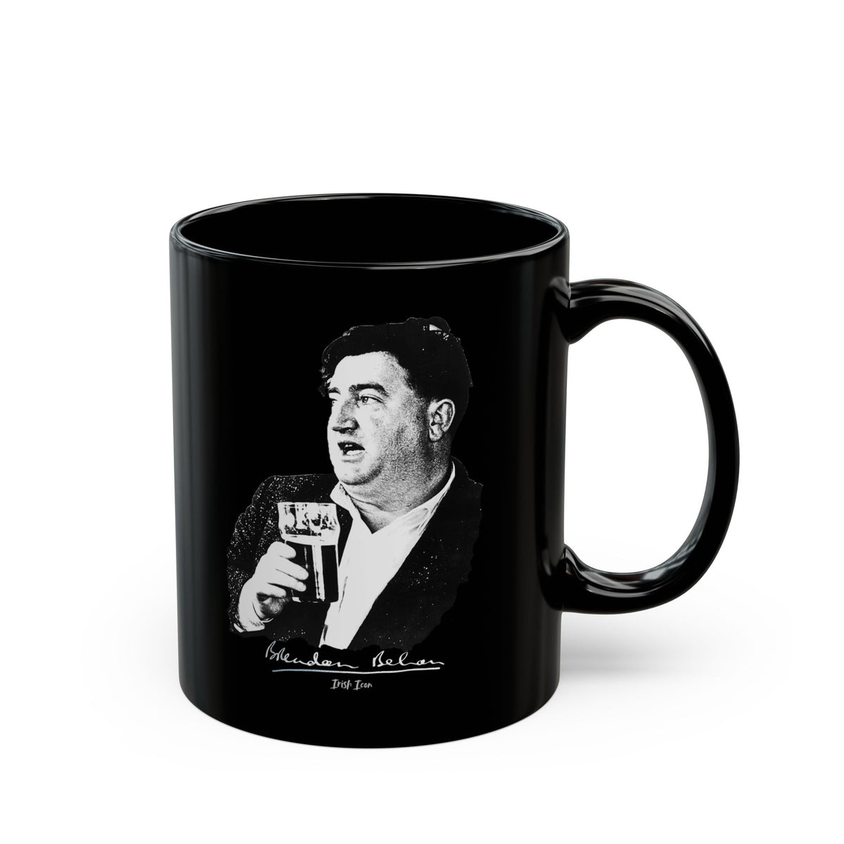 Brendan Behan Coffee Mug - Iconic Image with a pint of Guinness