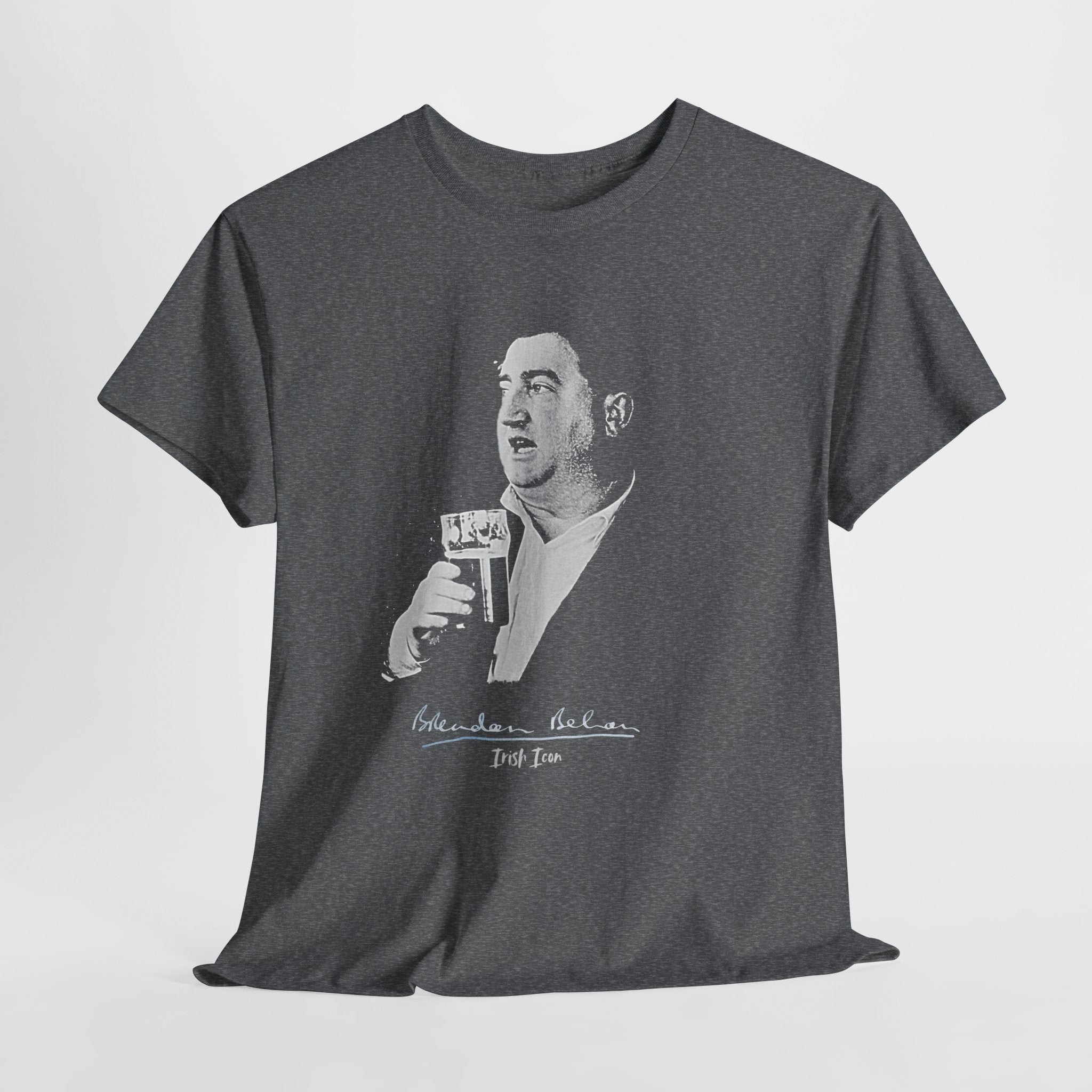 Brendan Behan T-Shirt With Authentic Signature | Irish Writer and Playwright Tee | Literary Irish Icon Apparel