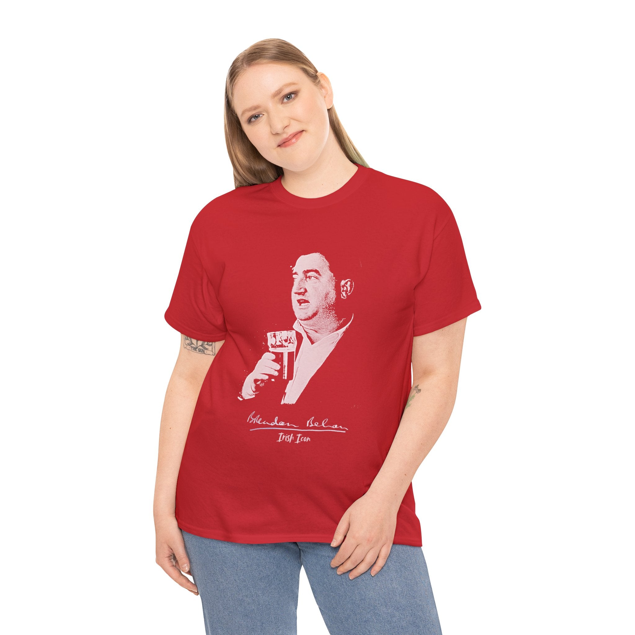 Brendan Behan T-Shirt With Authentic Signature | Irish Writer and Playwright Tee | Literary Irish Icon Apparel