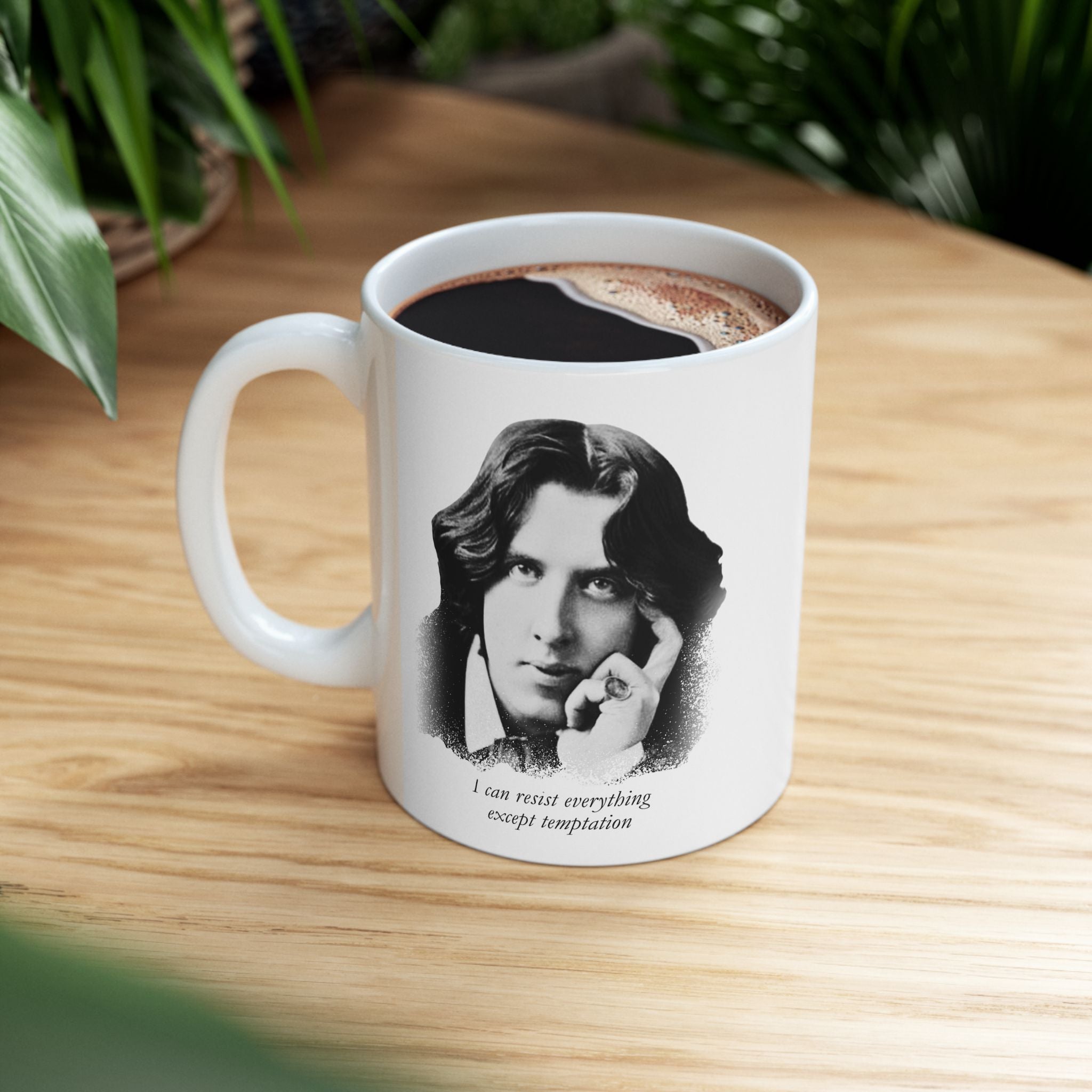 Oscar Wilde Iconic Quote Coffee Mug - “I can resist everything except temptation” (11oz & 15oz)