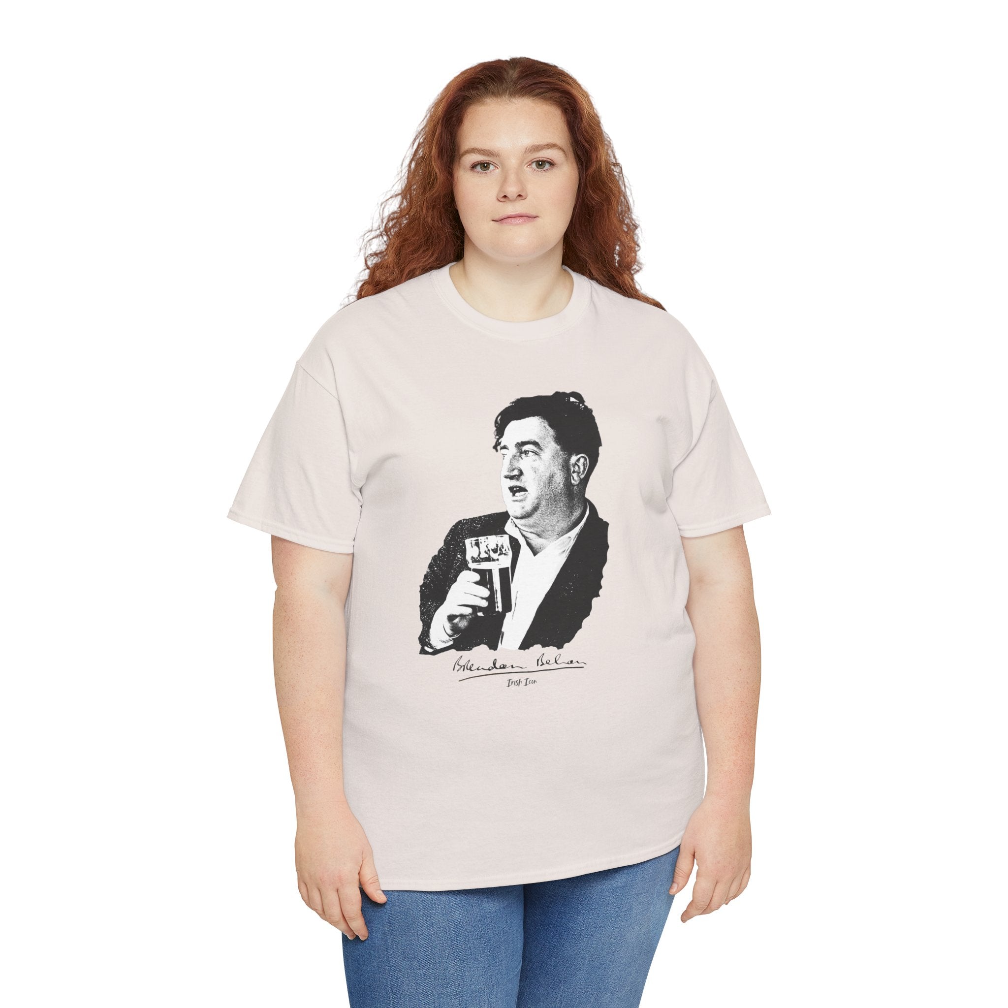 Brendan Behan T-Shirt With Signature | Irish Writer and Playwright Tee | Literary Irish Icon Apparel