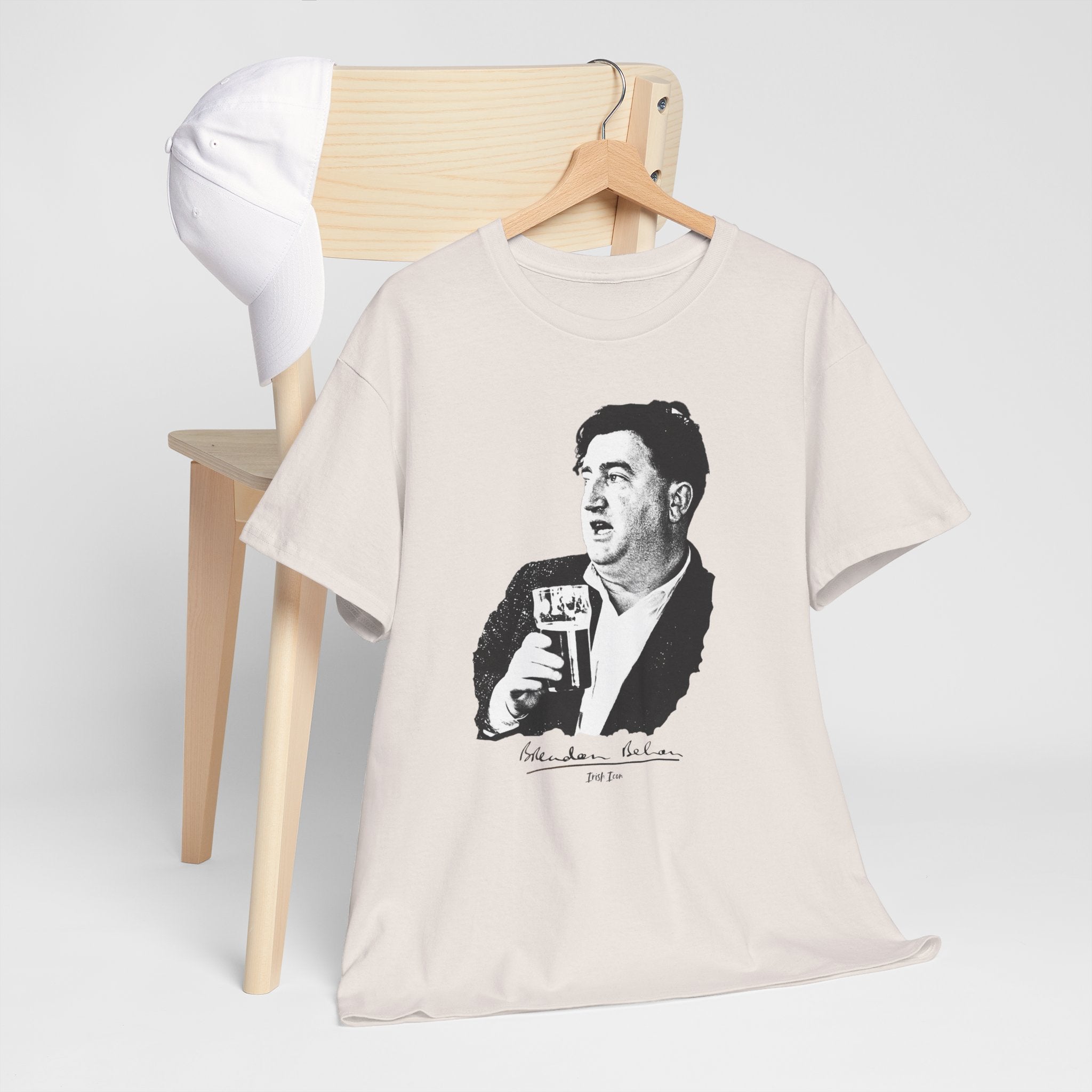 Brendan Behan T-Shirt With Signature | Irish Writer and Playwright Tee | Literary Irish Icon Apparel