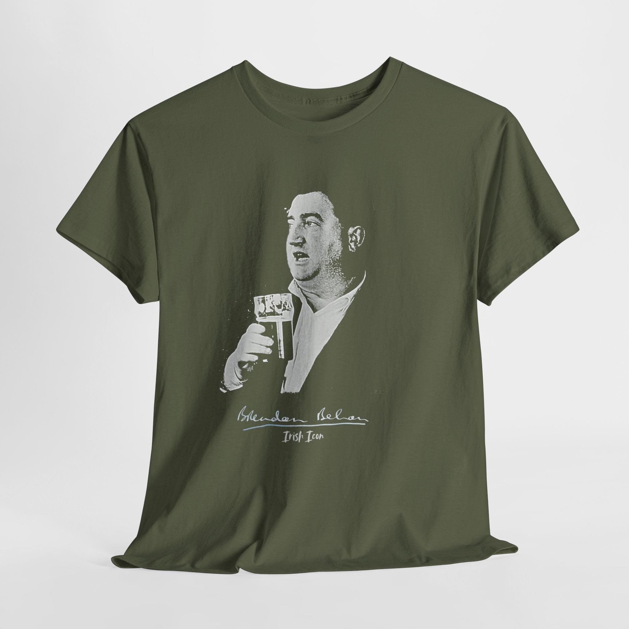 Brendan Behan T-Shirt With Authentic Signature | Irish Writer and Playwright Tee | Literary Irish Icon Apparel