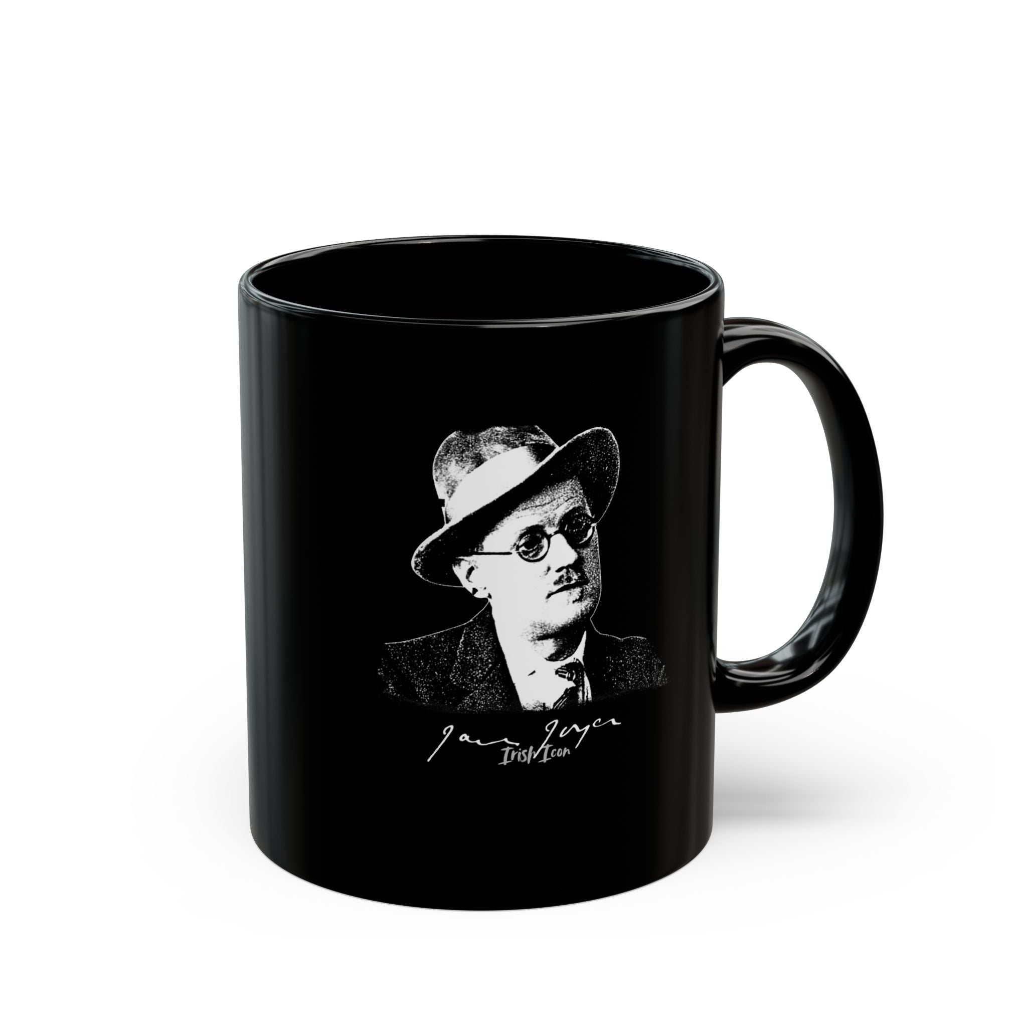 James Joyce Portrait Black Coffee Mug – Literary Writer Quote Design