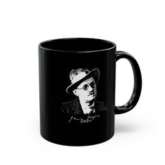 James Joyce Portrait Black Coffee Mug – Literary Writer Quote Design