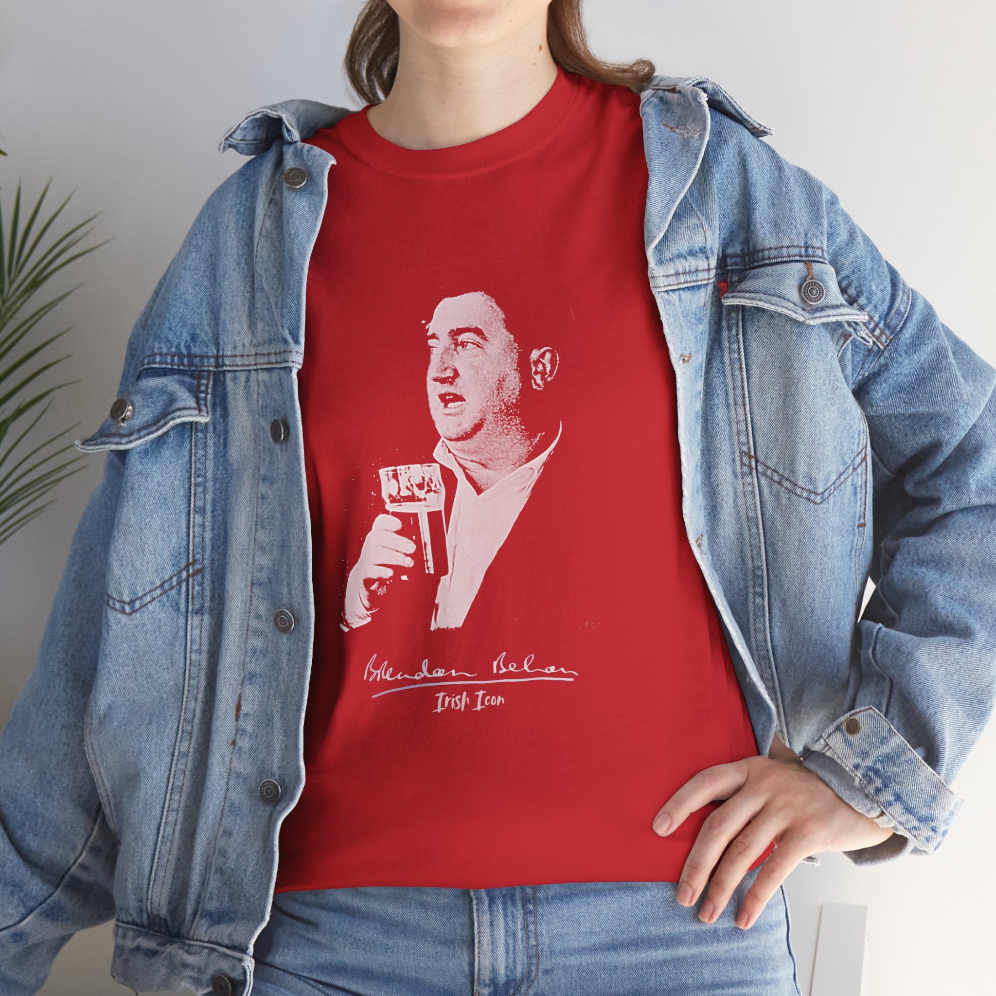 Brendan Behan T-Shirt With Signature | Irish Writer and Playwright Tee | Literary Irish Icon Apparel