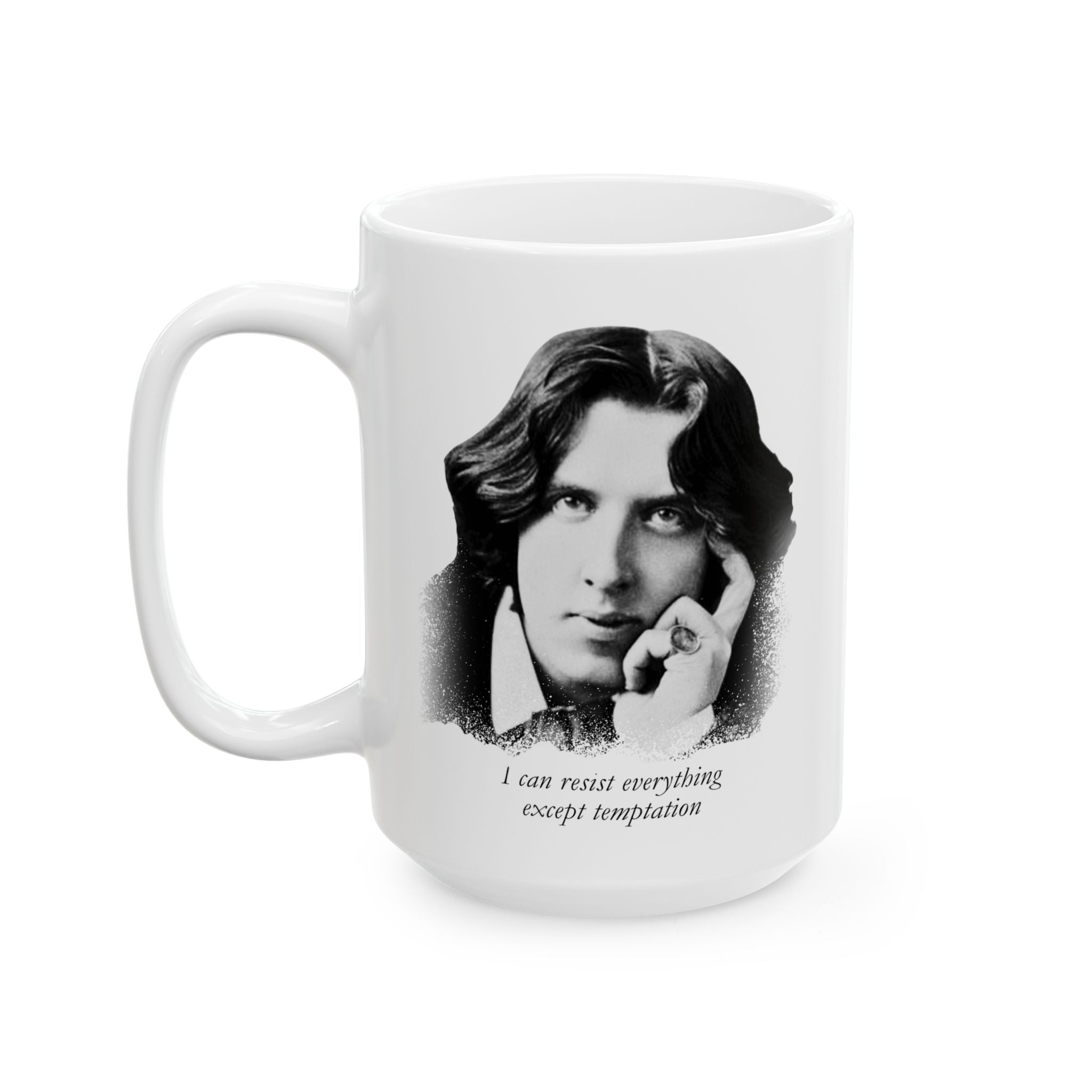 Oscar Wilde Iconic Quote Coffee Mug - “I can resist everything except temptation” (11oz & 15oz)
