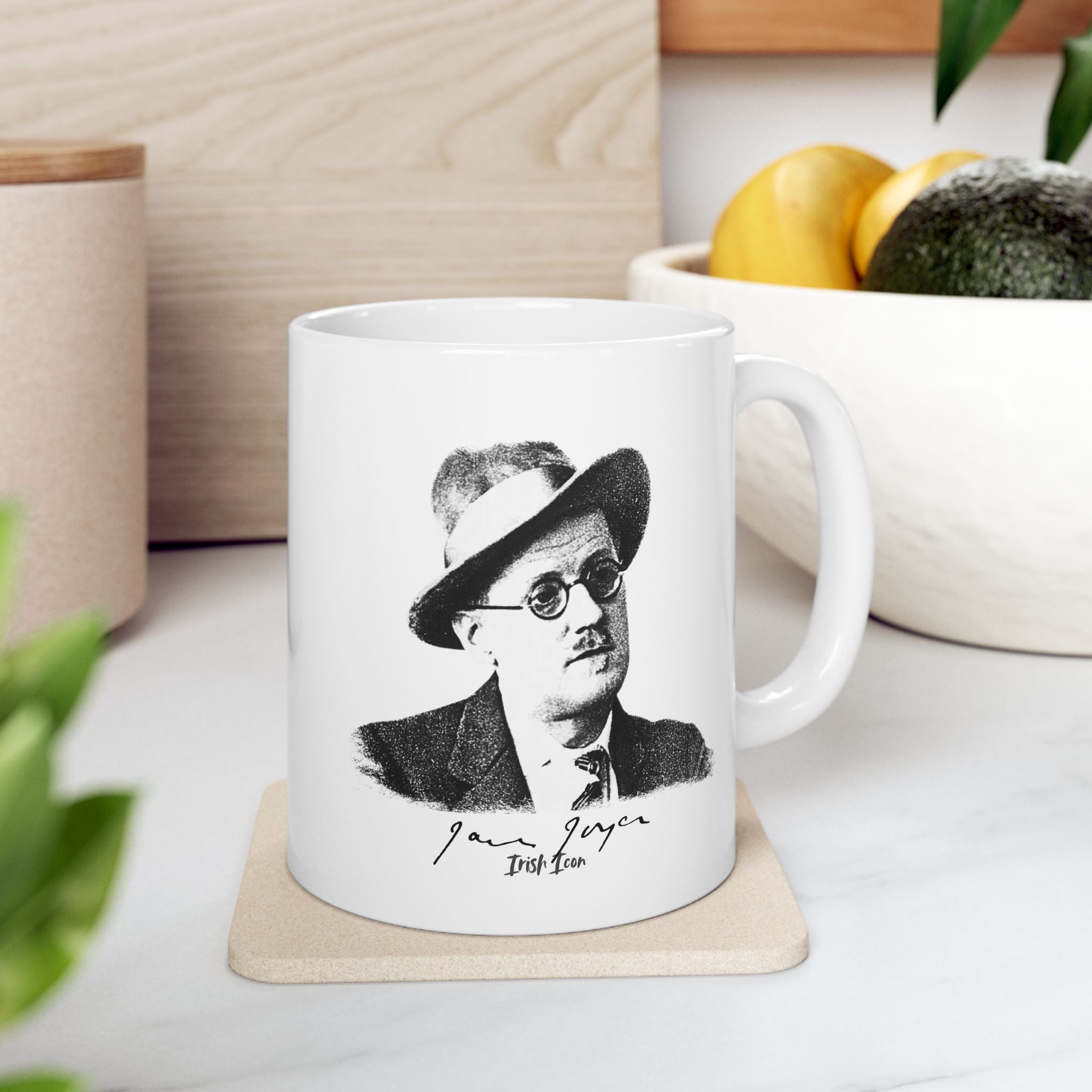 James Joyce Signature Mug — Cute Black & White Bear Coffee Cup (11oz / 15oz)