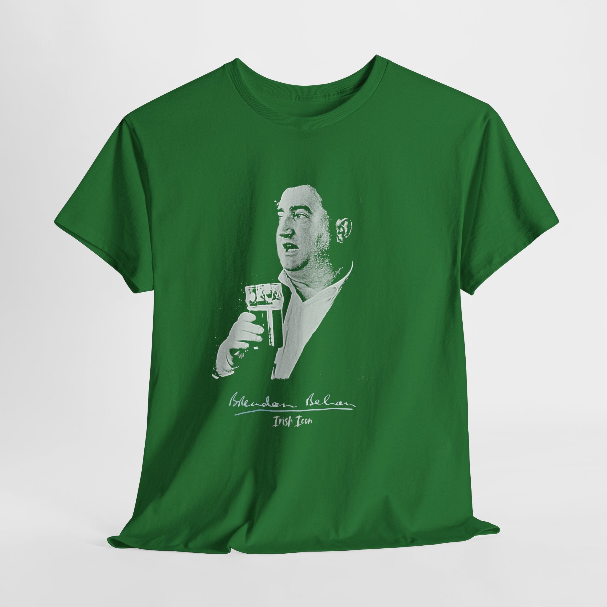 Brendan Behan T-Shirt With Authentic Signature | Irish Writer and Playwright Tee | Literary Irish Icon Apparel