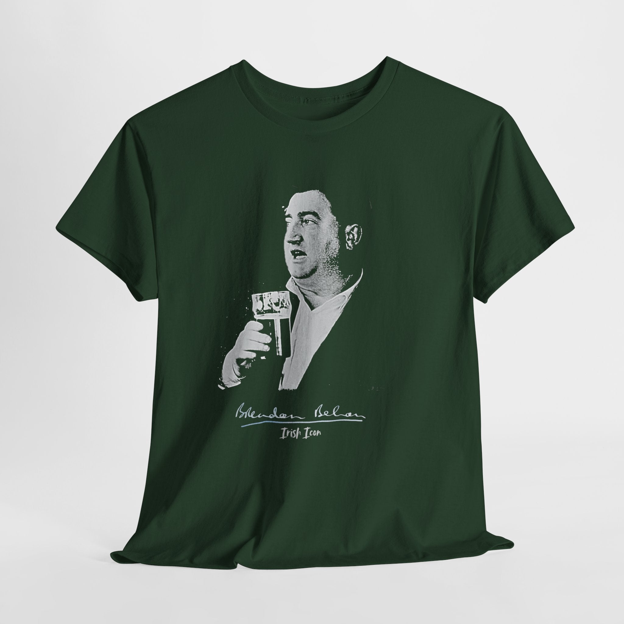 Brendan Behan T-Shirt With Authentic Signature | Irish Writer and Playwright Tee | Literary Irish Icon Apparel