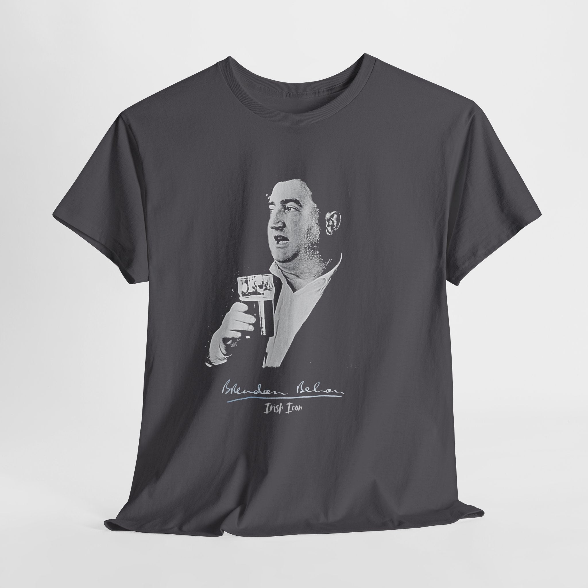 Brendan Behan T-Shirt With Authentic Signature | Irish Writer and Playwright Tee | Literary Irish Icon Apparel