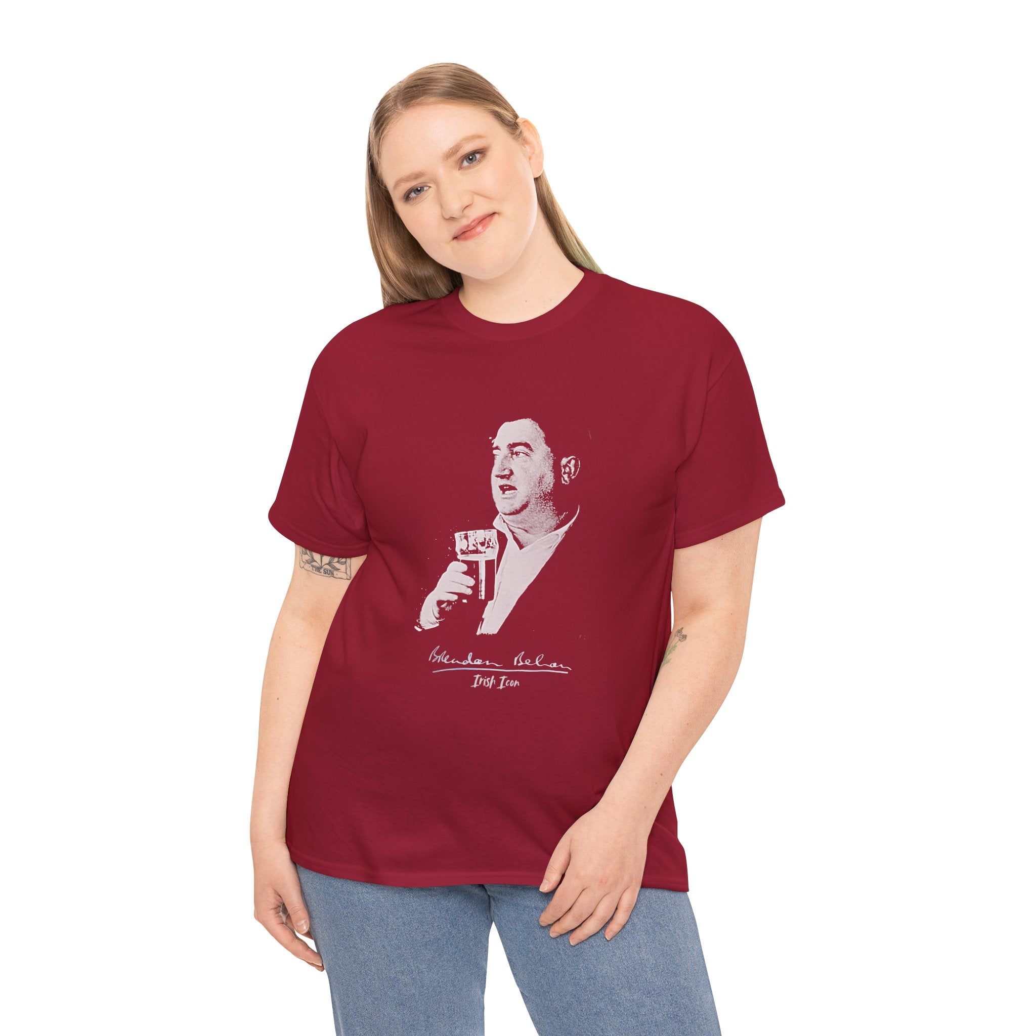 Brendan Behan T-Shirt With Signature | Irish Writer and Playwright Tee | Literary Irish Icon Apparel