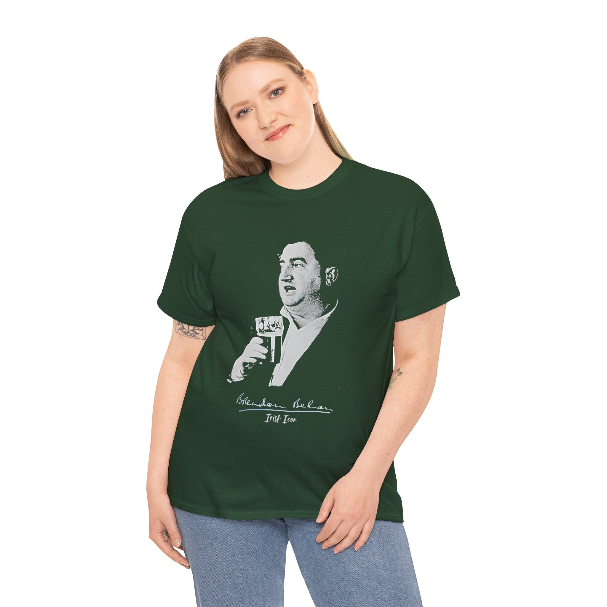 Brendan Behan T-Shirt With Authentic Signature | Irish Writer and Playwright Tee | Literary Irish Icon Apparel