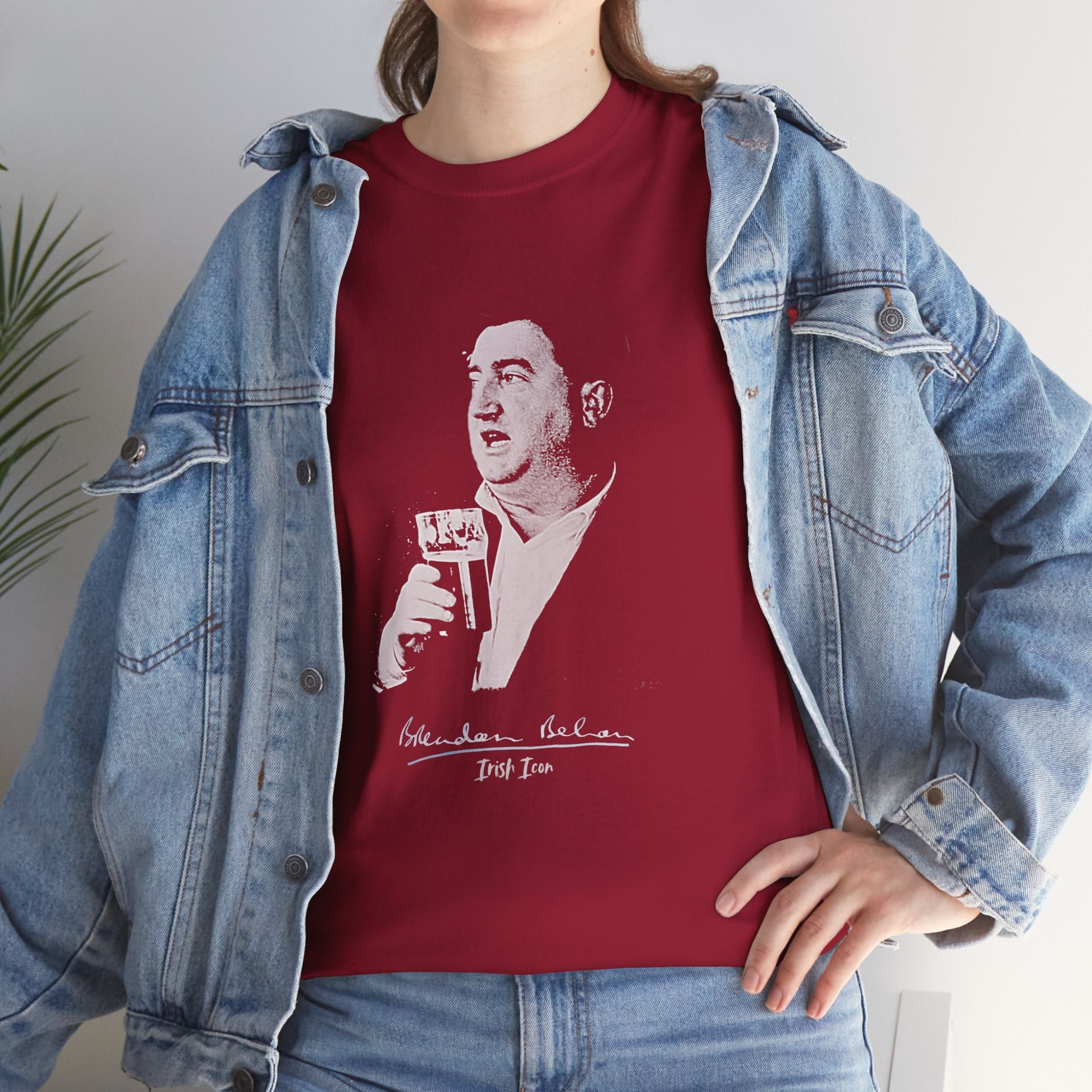 Brendan Behan T-Shirt With Signature | Irish Writer and Playwright Tee | Literary Irish Icon Apparel