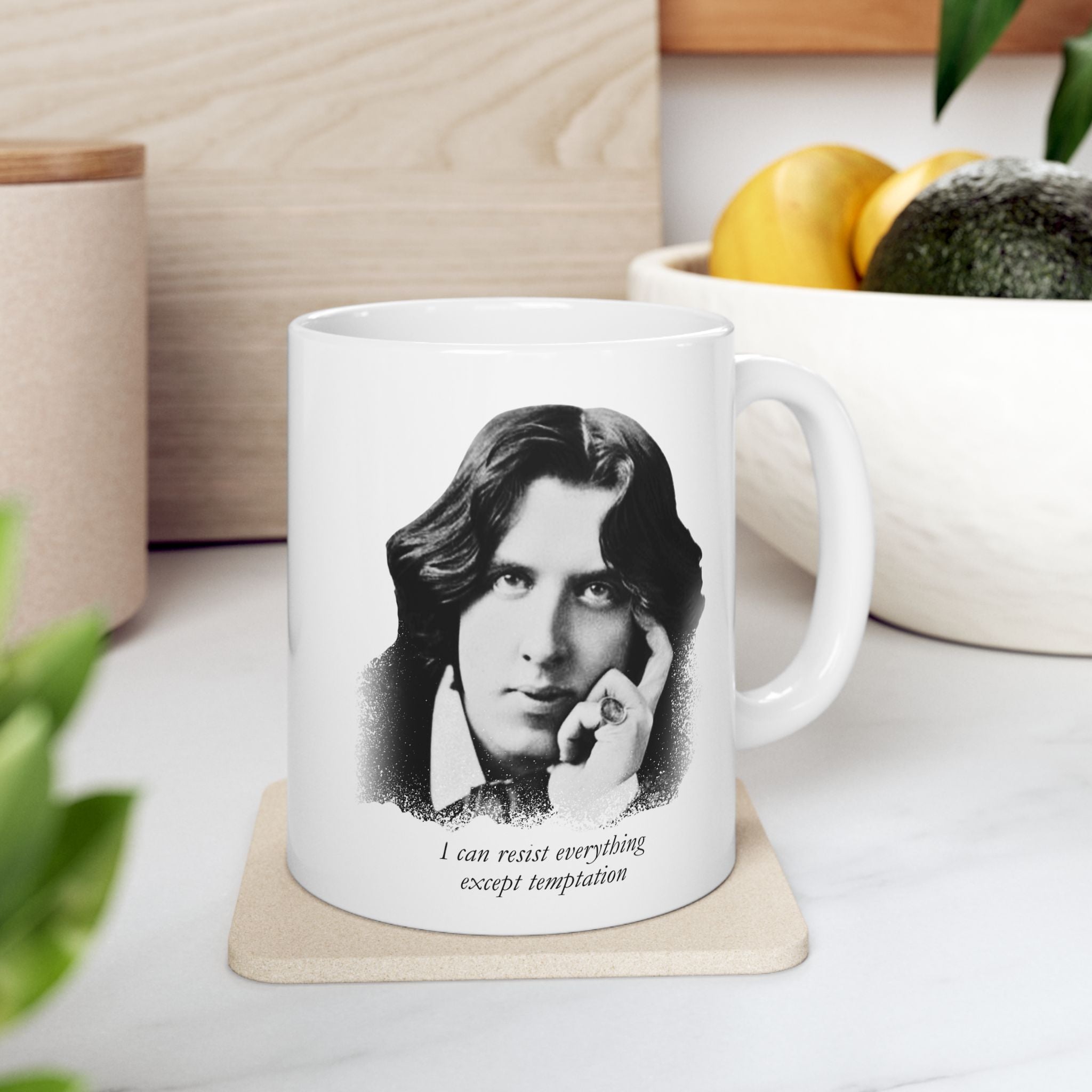 Oscar Wilde Iconic Quote Coffee Mug - “I can resist everything except temptation” (11oz & 15oz)