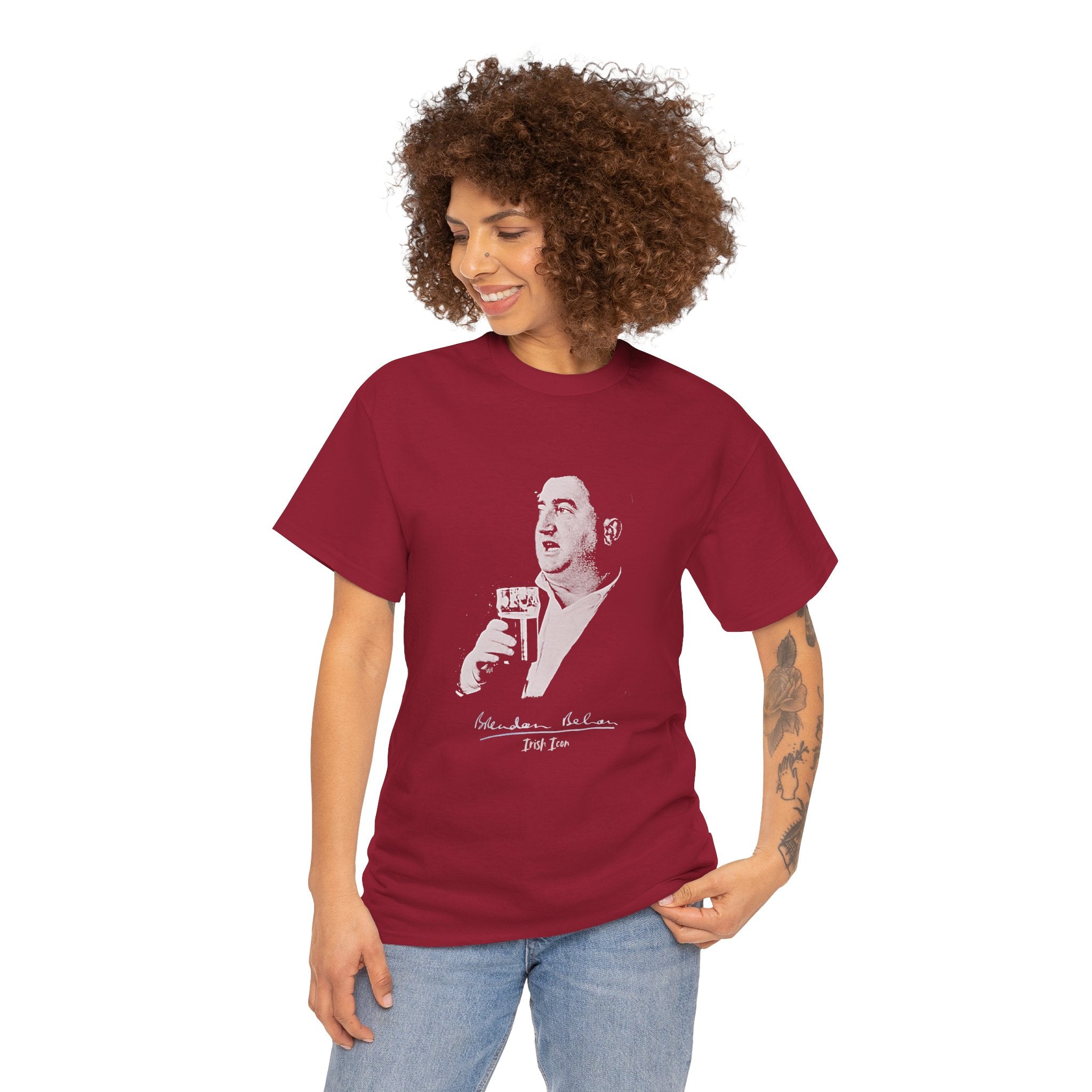 Brendan Behan T-Shirt With Signature | Irish Writer and Playwright Tee | Literary Irish Icon Apparel