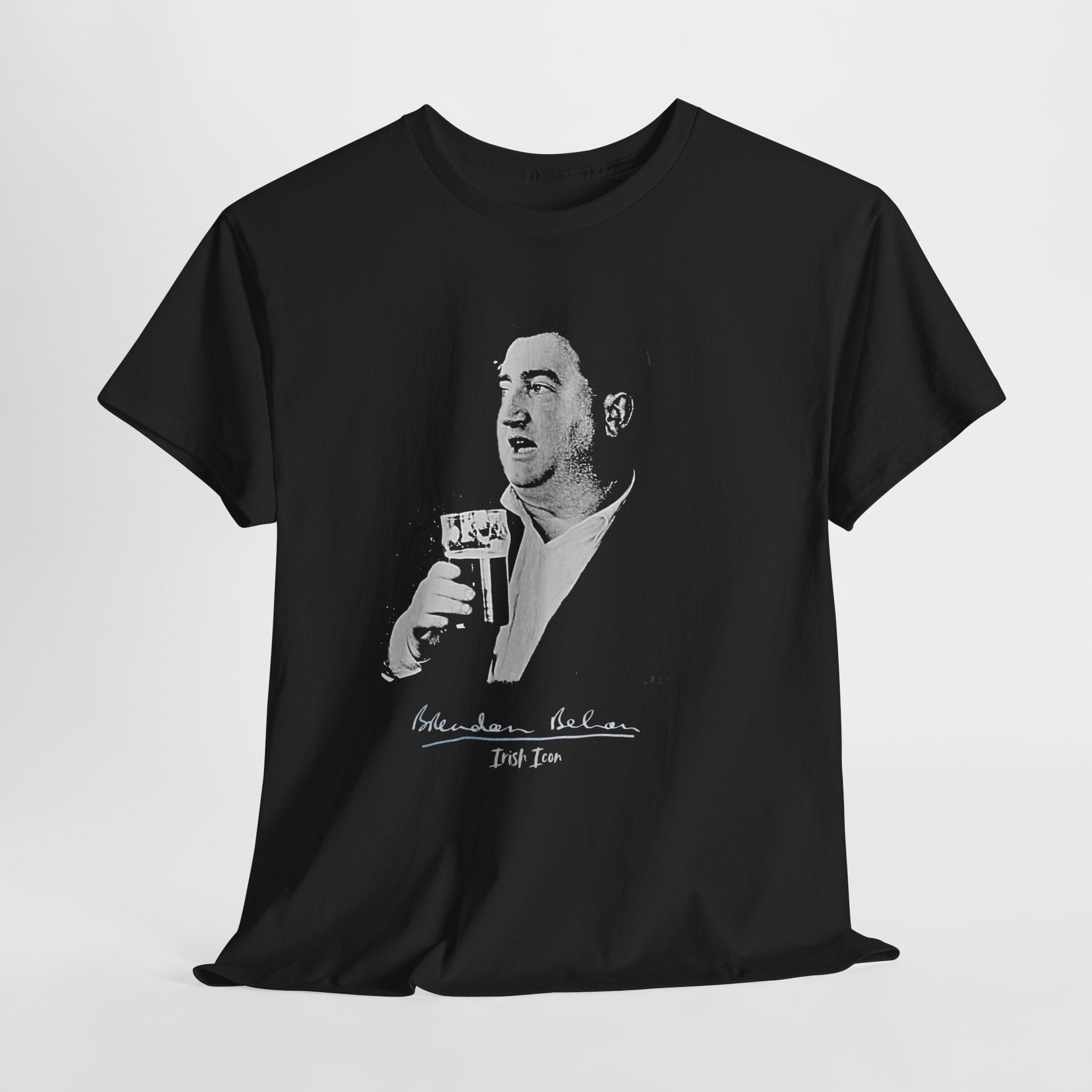 Brendan Behan T-Shirt With Authentic Signature | Irish Writer and Playwright Tee | Literary Irish Icon Apparel