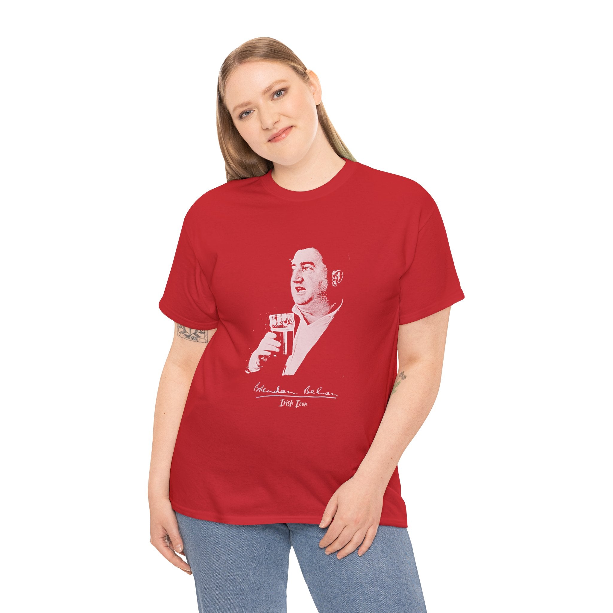 Brendan Behan T-Shirt With Signature | Irish Writer and Playwright Tee | Literary Irish Icon Apparel