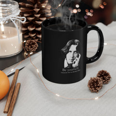 Oscar Wilde "Be Yourself" Black Mug — Literary Quote Coffee Cup (11oz/15oz)