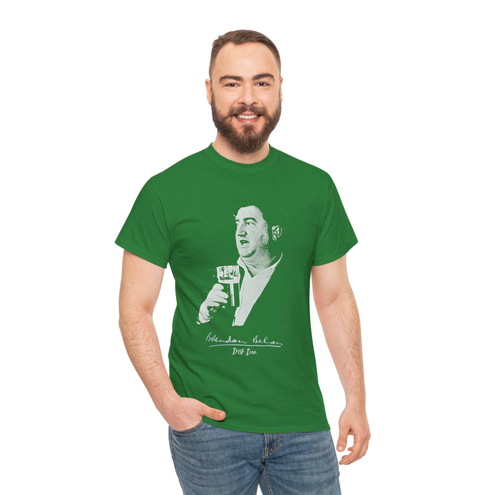 Brendan Behan T-Shirt With Authentic Signature | Irish Writer and Playwright Tee | Literary Irish Icon Apparel