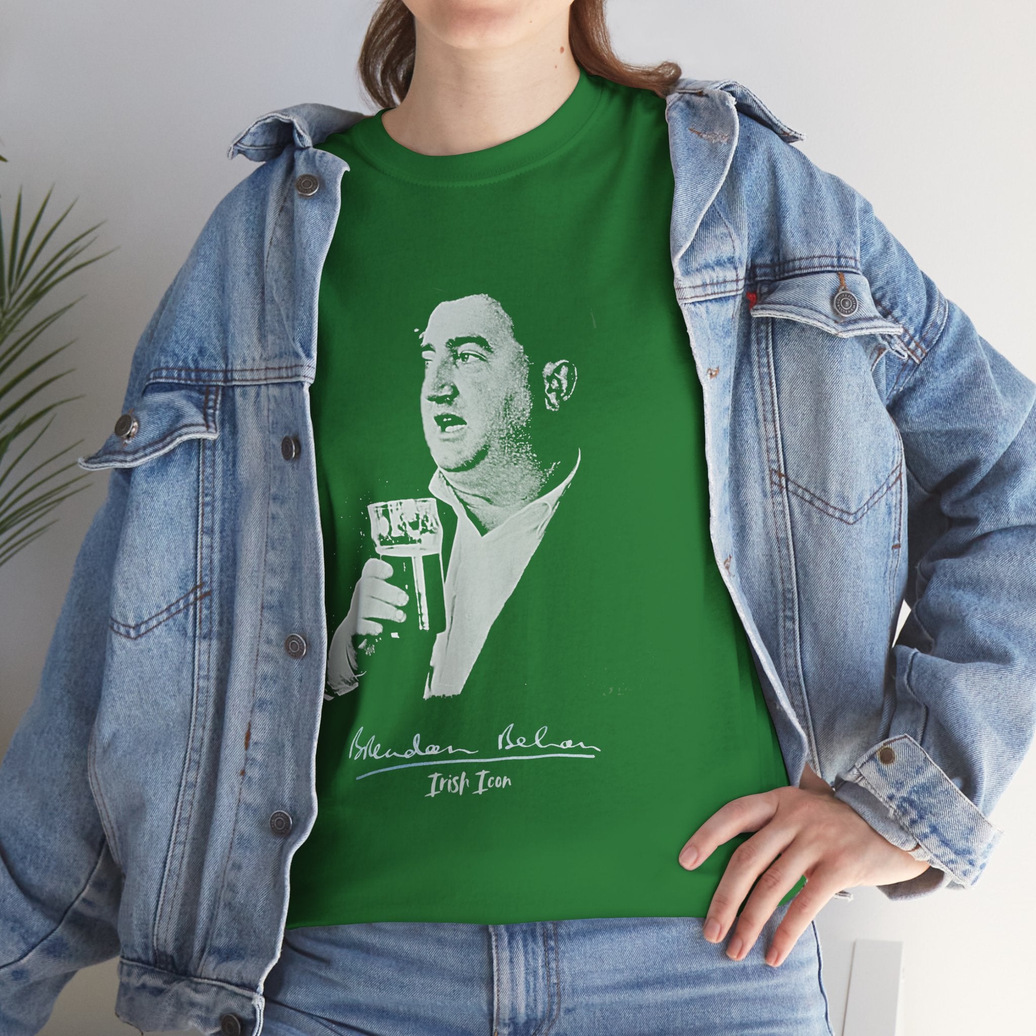Brendan Behan T-Shirt With Authentic Signature | Irish Writer and Playwright Tee | Literary Irish Icon Apparel
