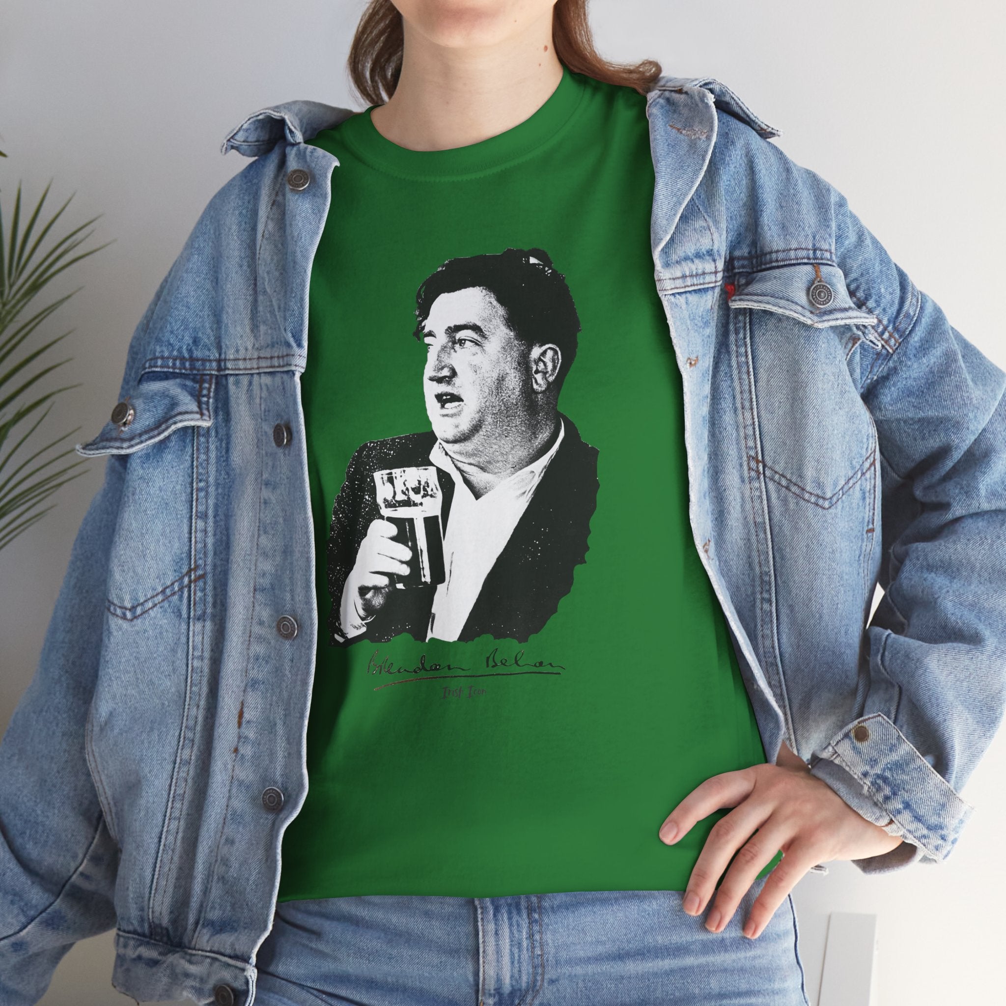 Brendan Behan T-Shirt With Signature | Irish Writer and Playwright Tee | Literary Irish Icon Apparel
