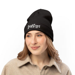 Embroidered 'IrishIcons.com' Knit Beanie — Warm Black Cuffed Hat