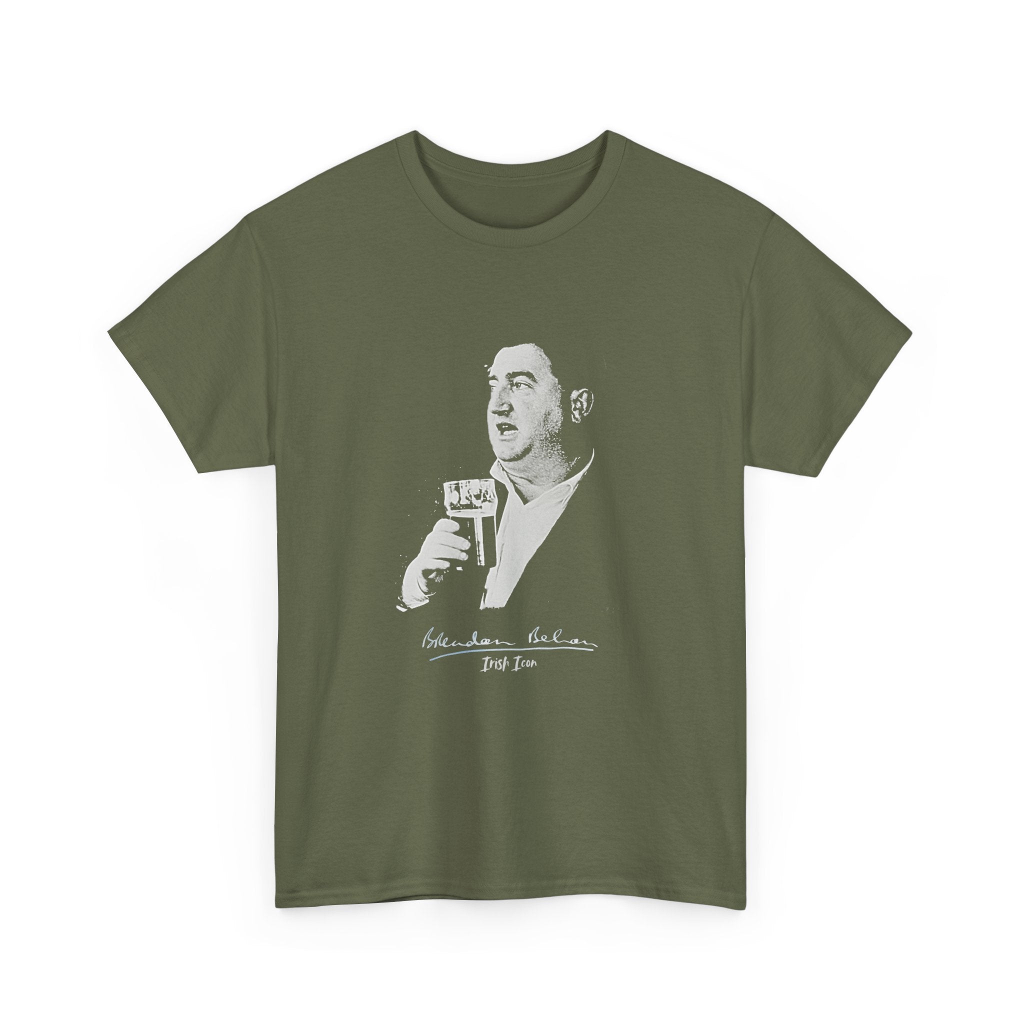 Brendan Behan T-Shirt With Signature | Irish Writer and Playwright Tee | Literary Irish Icon Apparel