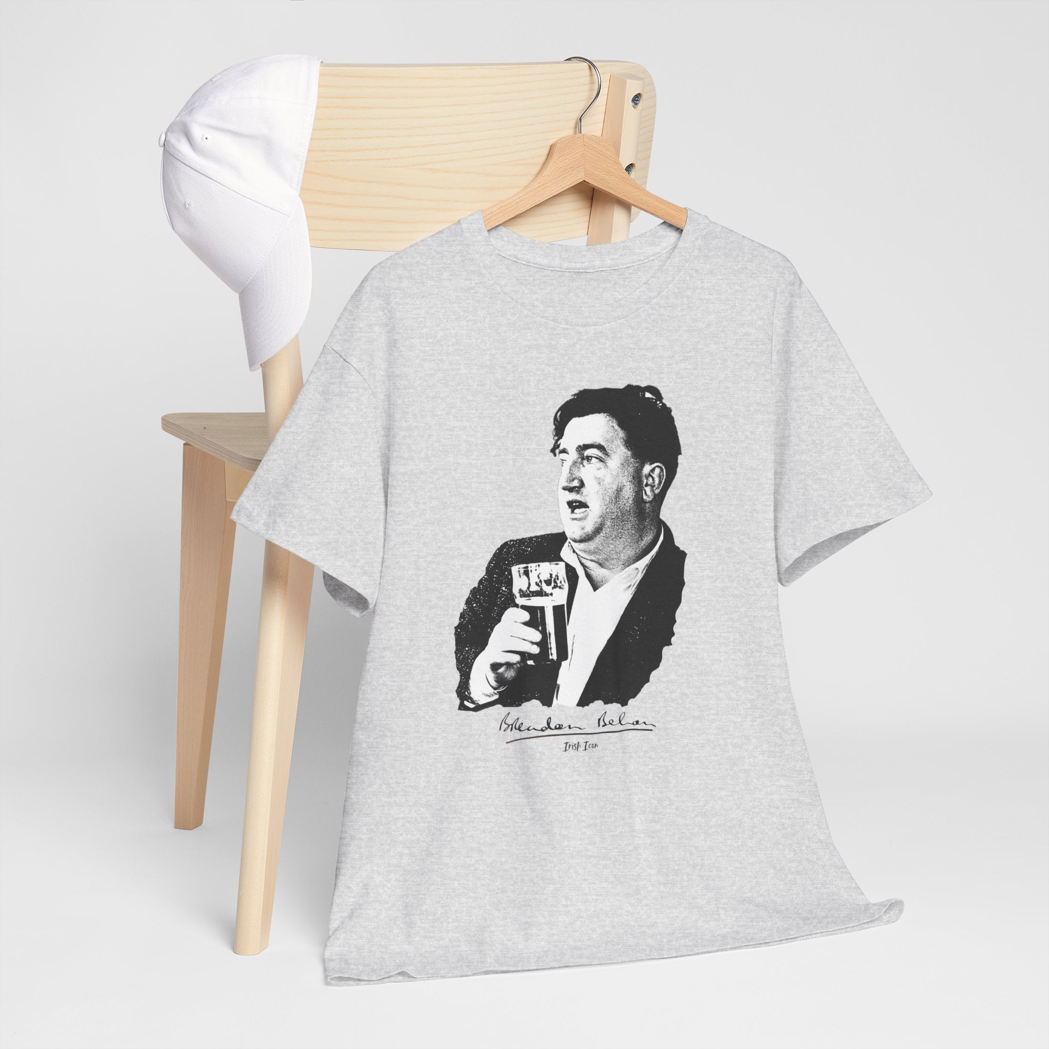 Brendan Behan T-Shirt With Signature | Irish Writer and Playwright Tee | Literary Irish Icon Apparel