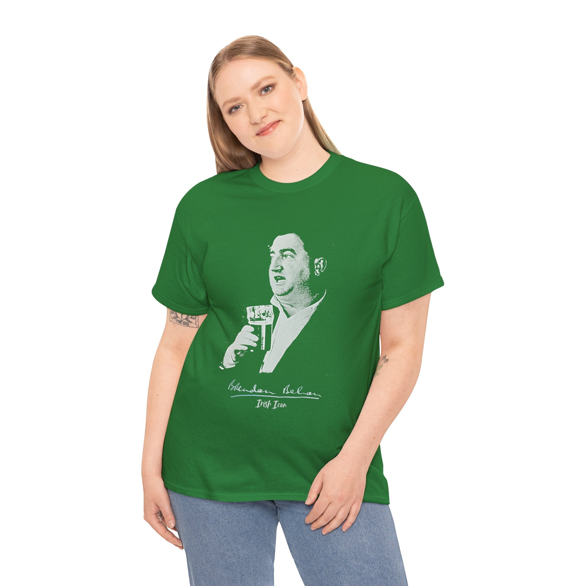 Brendan Behan T-Shirt With Authentic Signature | Irish Writer and Playwright Tee | Literary Irish Icon Apparel