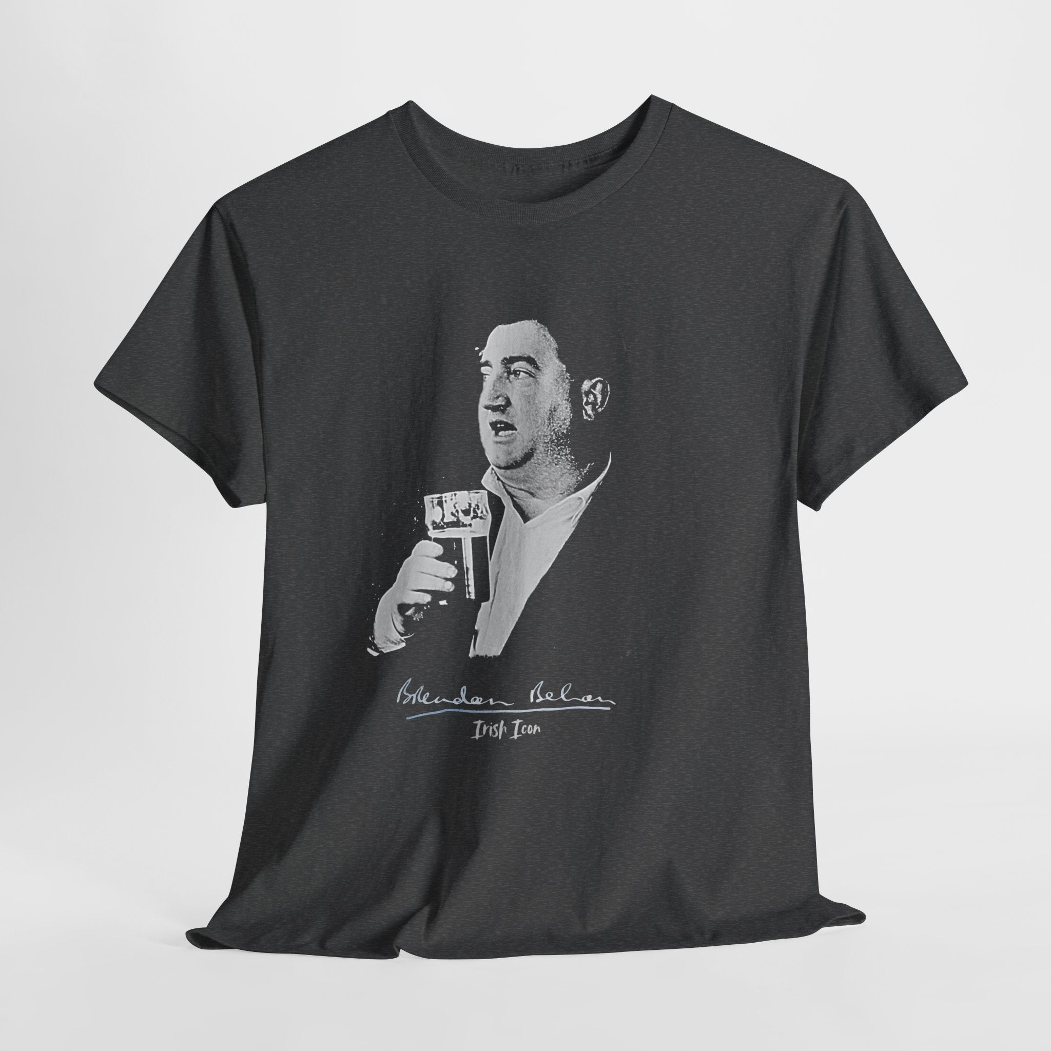 Brendan Behan T-Shirt With Authentic Signature | Irish Writer and Playwright Tee | Literary Irish Icon Apparel